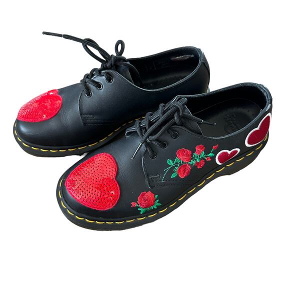 Dr. Martens 1461 Sequin Hearts Oxfords - Picture 1 of 8
